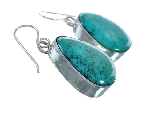 Native American Turquoise Sterling Silver Hook Dangle Navajo Earrings NN20478
